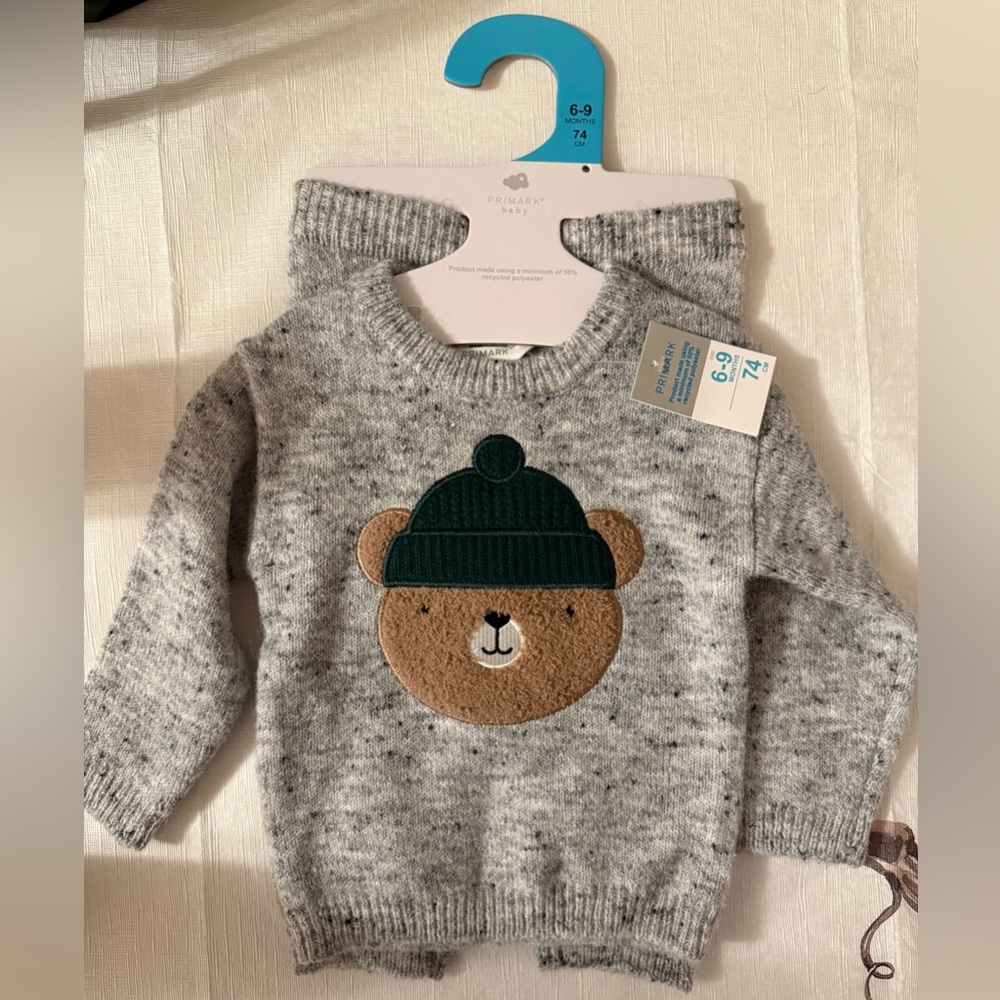 Primark Baby Gray Teddy Knit Sweater
